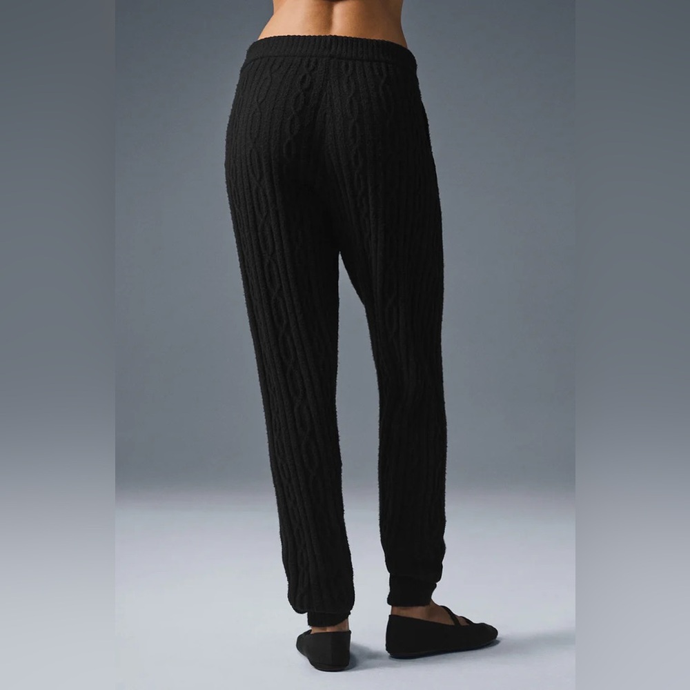 ALO Yoga Black Cable Knit Joggers - Picture 2 of 5